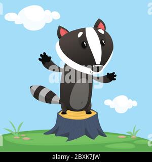 Cute cartoon badger illustrated. Vector animal icon Stock Vector