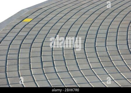 Cobblestone Pavement Texture With Yellow Brick, Isolated Stock Photo
