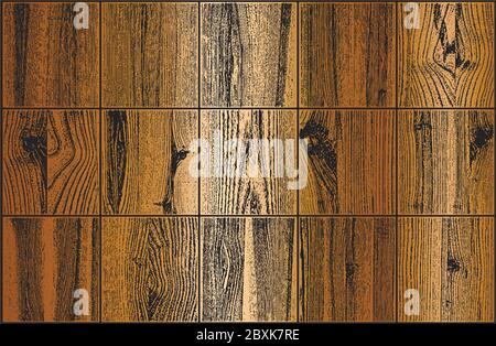 Set of distressed overlay golden wooden plank texture, grunge background. abstract halftone vector illustration Stock Vector