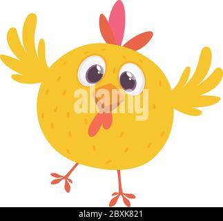 Funny cartoon chicken flying. Vector illustration Stock Vector