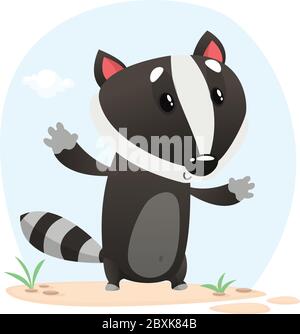 Cute cartoon badger illustrated. Vector animal icon Stock Vector