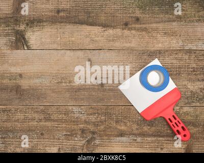 Repair tool on wooden background. The view from the top. Stock Photo