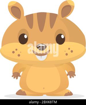 Cartoon vector illustration of cute hamster. Isolated on white. Mascot. Stock Vector