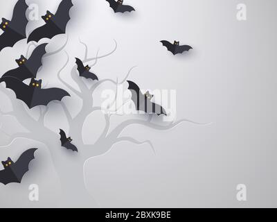 Flying bats background with copy space. Stock Vector