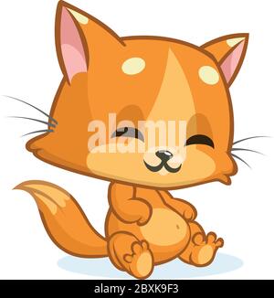 Cartoon ginger cat. Cute orange stripped cat illustration. Vector Stock Vector