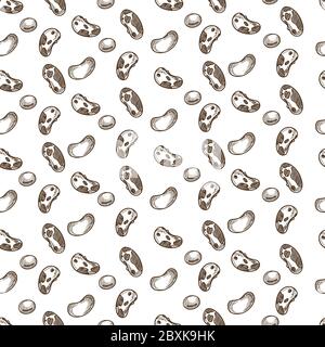 Kidney beans, nut or pea organic food seamless pattern Stock Vector