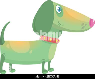 Cartoon Funny Dachshund Dog. Vector Illustration Stock Vector