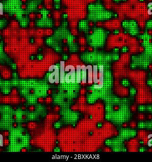 Seamless multicolor geometric glowing chaotic red and green circles pattern Stock Vector