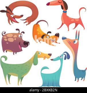 Dogs - collection of vector illustrations. Funny cartoons, different ...