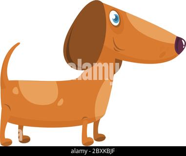 Cartoon Funny Dachshund Dog. Vector Illustration Stock Vector