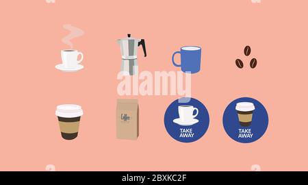 Vector Coffee Related Icon Set Stock Vector