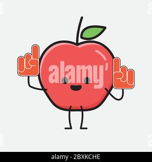 An Illustration of Cute Apple Fruit Mascot Vector Character in Flat Design Style Stock Vector
