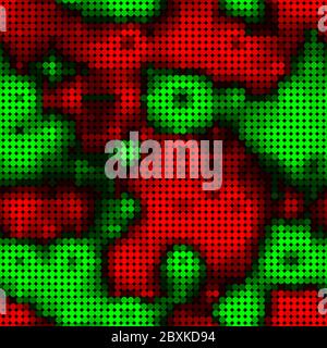 Seamless multicolor geometric glowing chaotic red and green circles pattern Stock Vector