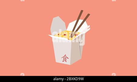 Vector Isolated Illustration of a Chinese Food Take Out Carton Stock Vector