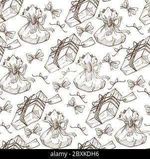 Presents wrapped in paper, gifts for holidays seamless pattern Stock Vector