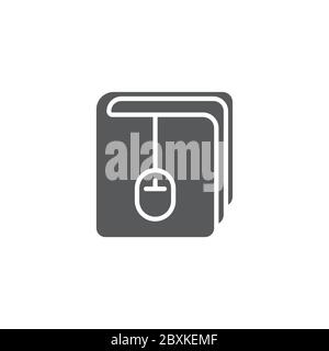 Book with computer mouse vector icon symbol isolated on white background Stock Vector