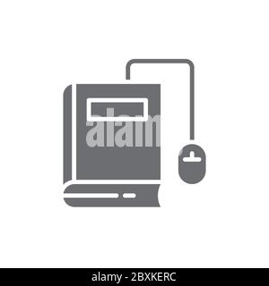 Book with computer mouse vector icon symbol isolated on white background Stock Vector