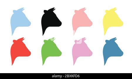 Vector Different Color Icons of a Cow Stock Vector