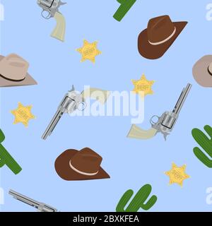 Vector Illustration Seamless Pattern Background Cowboy Themed Stock Vector