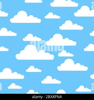 Clouds in a Blue Sky Seamless Pattern Background or Wallpaper Stock Vector
