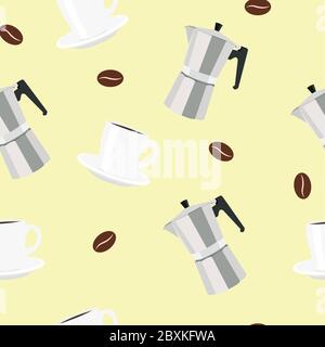 Vector Illustration Coffee Pattern Seamless Pattern Background Stock Vector