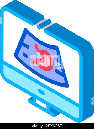 computer diagnostics of stomach icon vector. isometric computer diagnostics of stomach sign. color isolated symbol illustration Stock Vector
