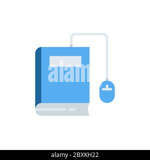 Book with computer mouse vector icon symbol isolated on white background Stock Vector