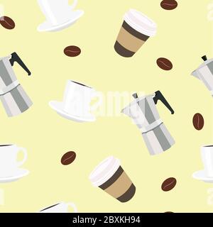 Vector Seamless Pattern Background Coffee Themed Stock Vector