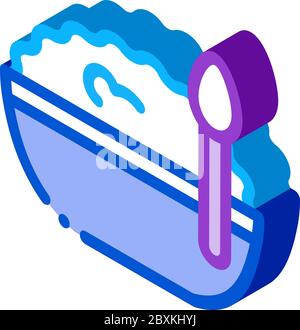 bowl of cottage cheese and spoon isometric icon vector illustration Stock Vector