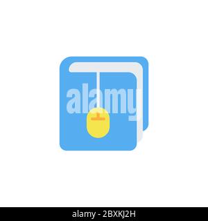Book with computer mouse vector icon symbol isolated on white background Stock Vector