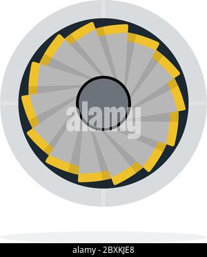 Aircraft turbine vector flat material design isolated object on white background. Stock Vector