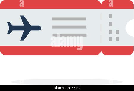 Airplane ticket vector flat material design isolated object on white background. Stock Vector
