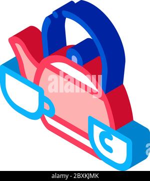 kettle and two cups isometric icon vector illustration Stock Vector