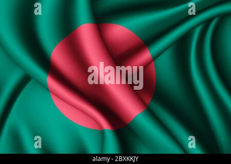 3D rendering illustration flag of Bangladesh. Waving on the wind flag ...
