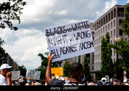 Protest at newly dedicated Black Lives Matter Plaza against murder of George Floyd, other black individuals by police, Washington, DC, United States