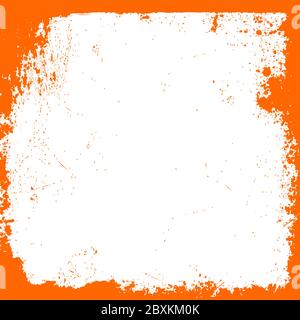 The horizontal blank white square Halloween background with orange grunge border Stock Vector