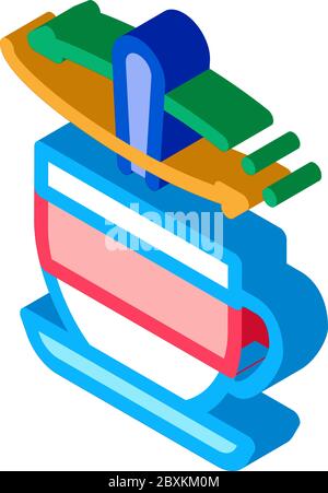 stirring spoon in cup of tea isometric icon vector illustration Stock Vector
