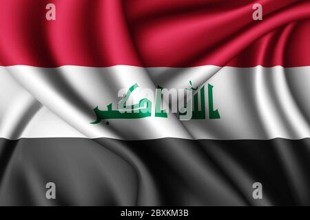 3d rendering waving silk flag of Iraq Stock Photo
