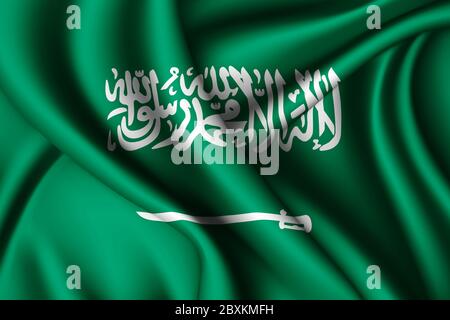 3d rendering waving silk flag of Saudi Arabia Stock Photo