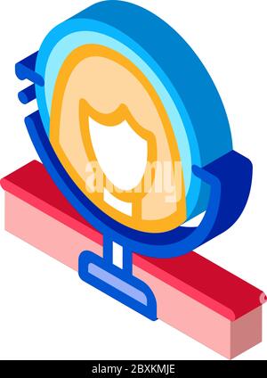 woman face in mirror isometric icon vector illustration Stock Vector