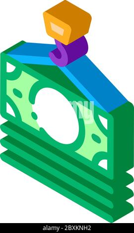 hook cash bill isometric icon vector illustration Stock Vector