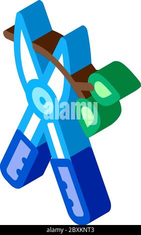 pruning shears isometric icon vector illustration Stock Vector