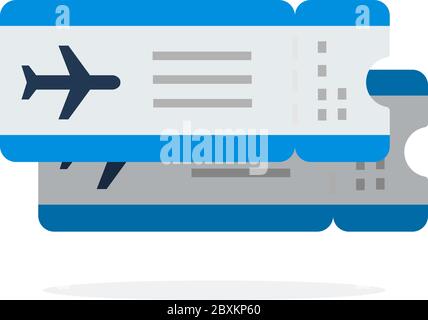 Airline tickets, flights vector flat material design isolated object on white background. Stock Vector