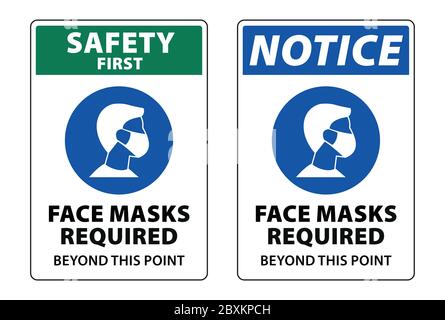 Face Masks Required Beyond This Point Sign Isolate On White Background ...