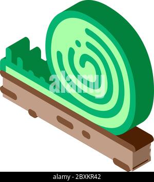 rolled artificial turf isometric icon vector illustration Stock Vector