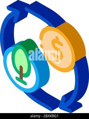 cycle of trees and money isometric icon vector illustration Stock Vector