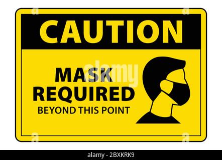 caution mask required beyond this point sign vector Stock Vector