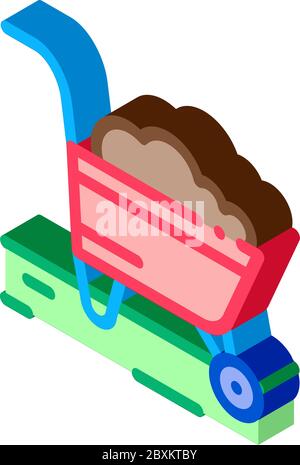 fertilizer trolley isometric icon vector illustration Stock Vector