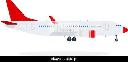 Passenger plane vector flat material design isolated object on white background. Stock Vector
