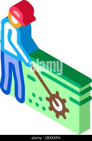 garden worker with tool isometric icon vector illustration Stock Vector